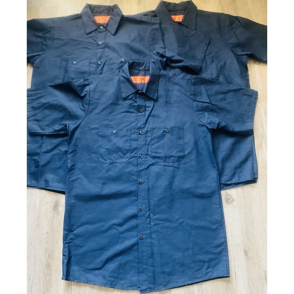 NWOT Red Kap Bundle Men's Navy Short Sleeve Industrial Work Shirt Size M
